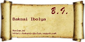 Baksai Ibolya névjegykártya